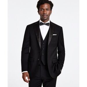 Calvin Klein Sport Coat Mens 42 Black Marzi Wool Blend Blazer Suit Jacket *FLAW*